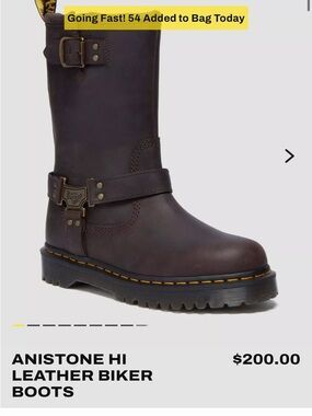 Dr Marten Anistone Hi Leather Biker Boots - Dark Brown